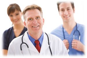 group of three health care professionals